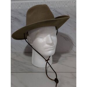 Dorfman Pacific Men's Tan Adjustable Chin Strap Wide Brim Hat
